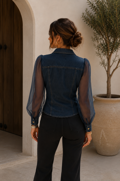 Blusa Denim Elisa | Elegancia con un Toque Moderno