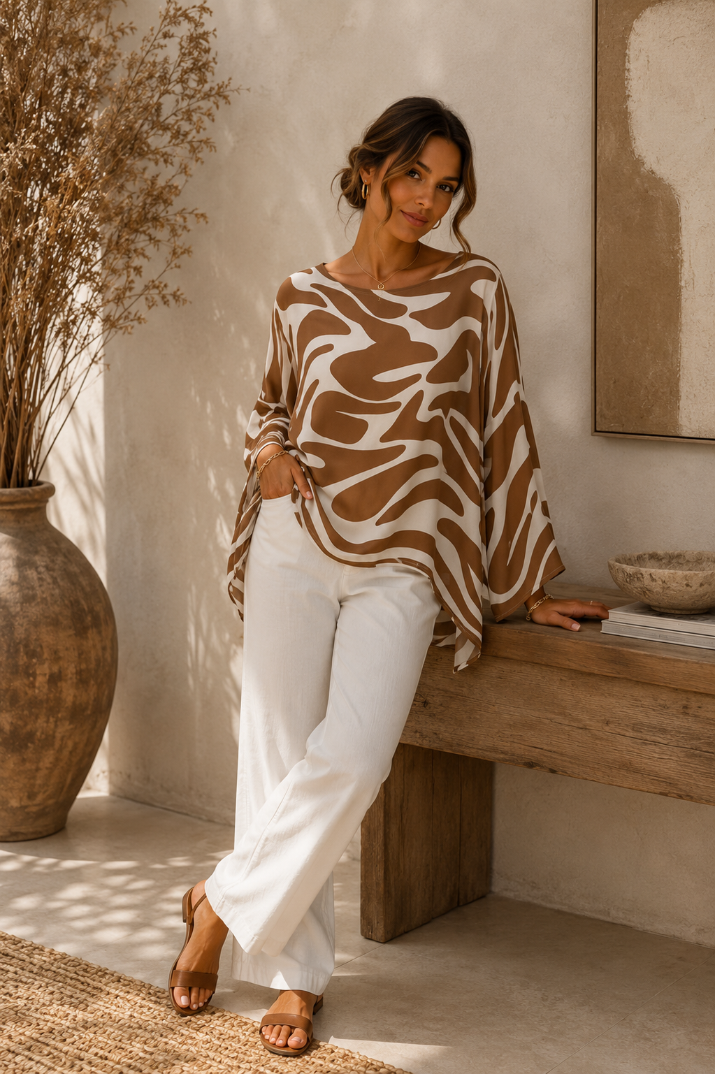 Blusa Sofía – Estampado Elegante | Corte Fluido y Oversize