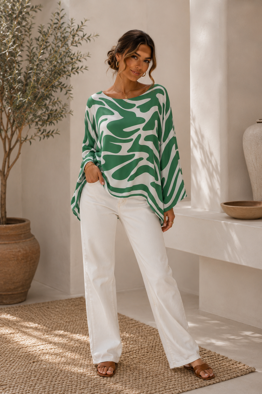 Blusa Sofía – Estampado Elegante | Corte Fluido y Oversize
