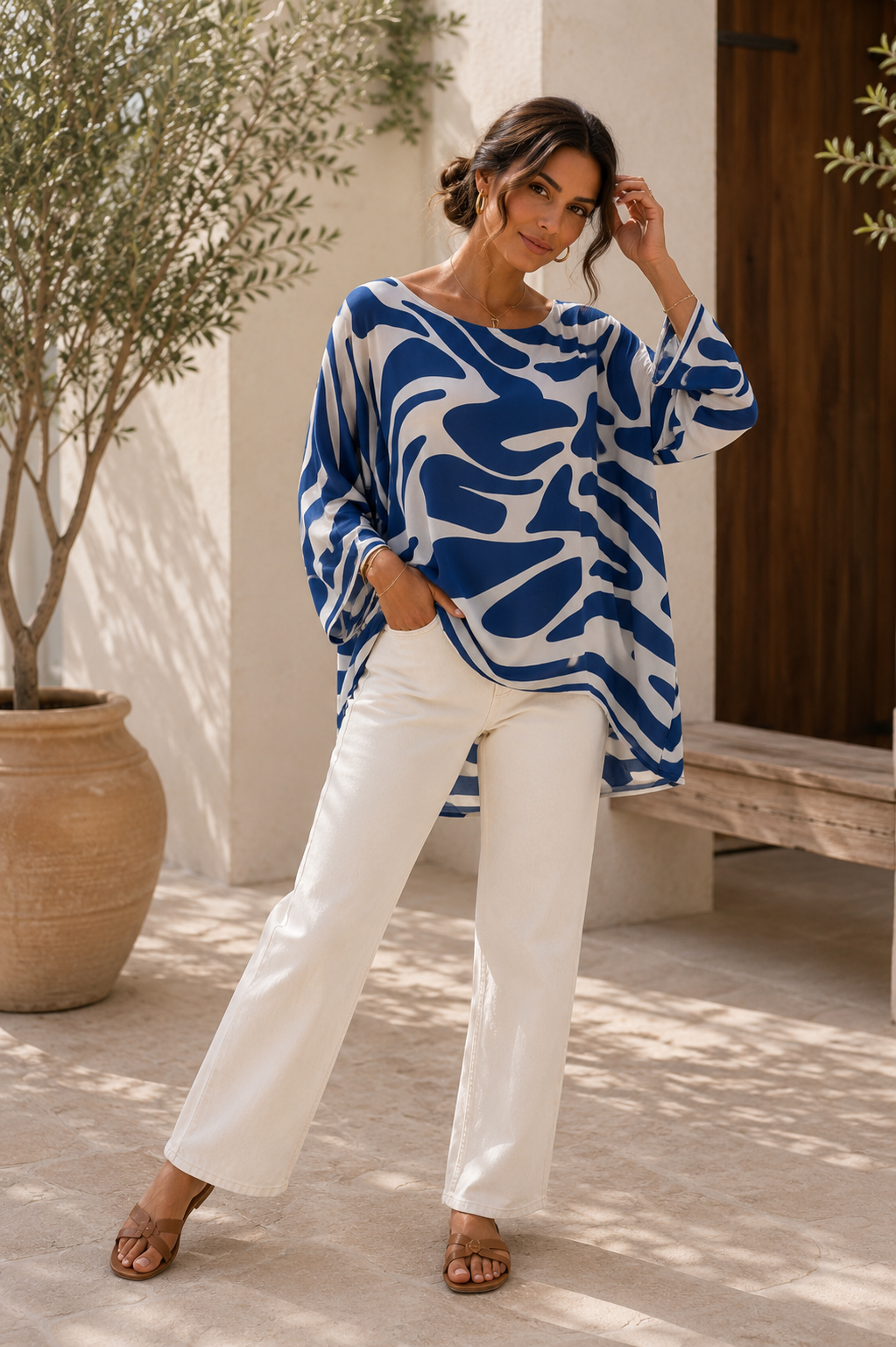 Blusa Sofía – Estampado Elegante | Corte Fluido y Oversize