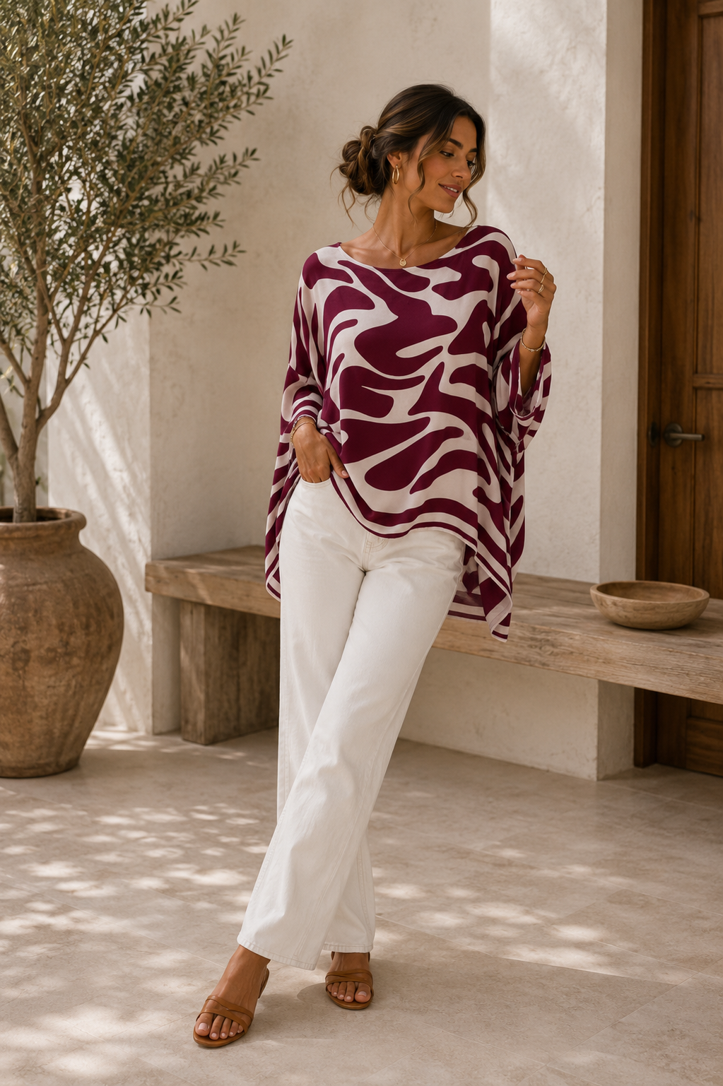 Blusa Sofía – Estampado Elegante | Corte Fluido y Oversize