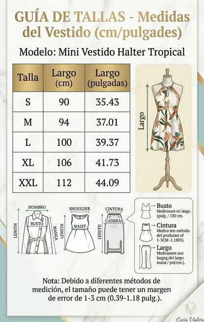 Vestido Tropical Breeze: Mini Vestido Halter con Estampado Tropical