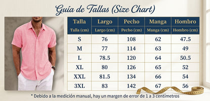 Camisa de Lino Premium para Hombre | Manga Corta | Estilo Casual Elegante para Primavera y Verano