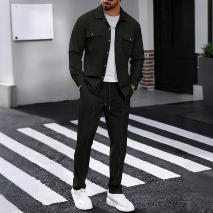 Conjunto Smart Casual: Blazer de Punto y Pantalón Coordinado