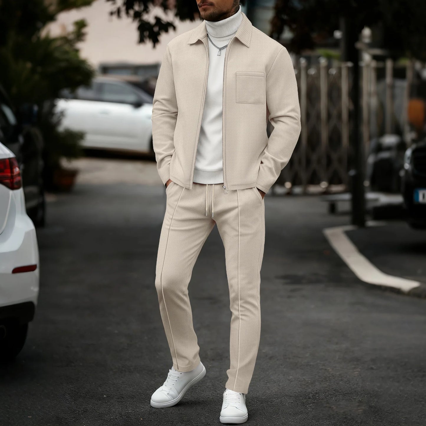 Set Premium Waffle: Pullover con Cremallera y Pantalón - Casa Valera
