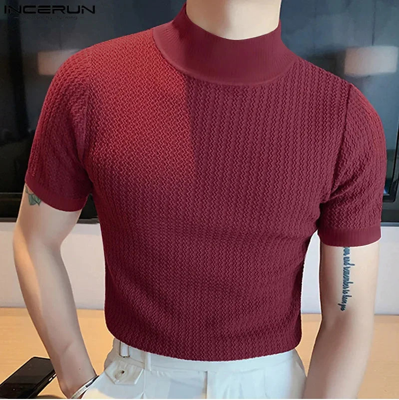 Camiseta de Punto con Textura Ondulada y Cuello Medio - Casa Valera