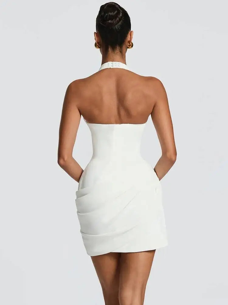 Vestido Midnight Muse: Diseño Halter con Espalda Descubierta