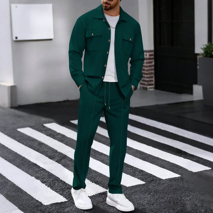 Conjunto Smart Casual: Blazer de Punto y Pantalón Coordinado