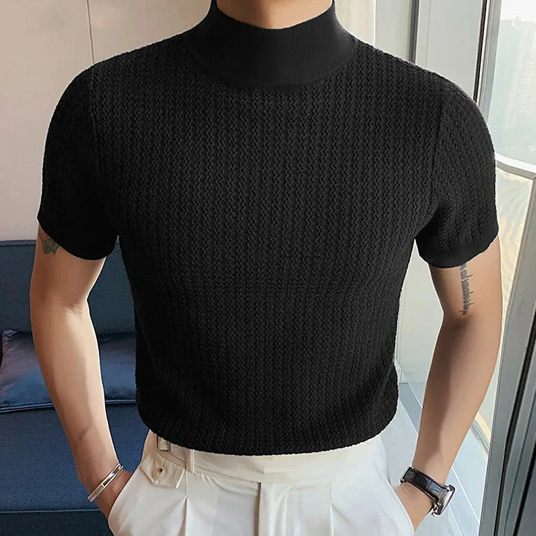 Camiseta de Punto con Textura Ondulada y Cuello Medio - Casa Valera