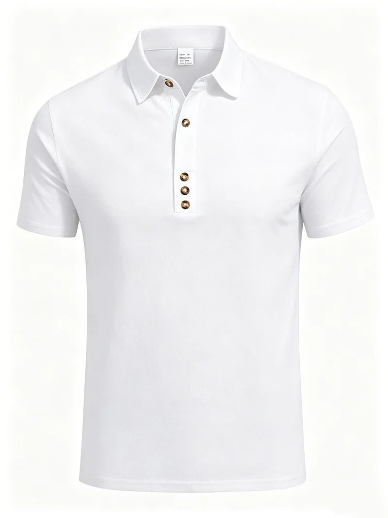 Polo Premium Hombre Algodón y Lino | Camisa Polo Transpirable de Verano | Corte Casual Elegante