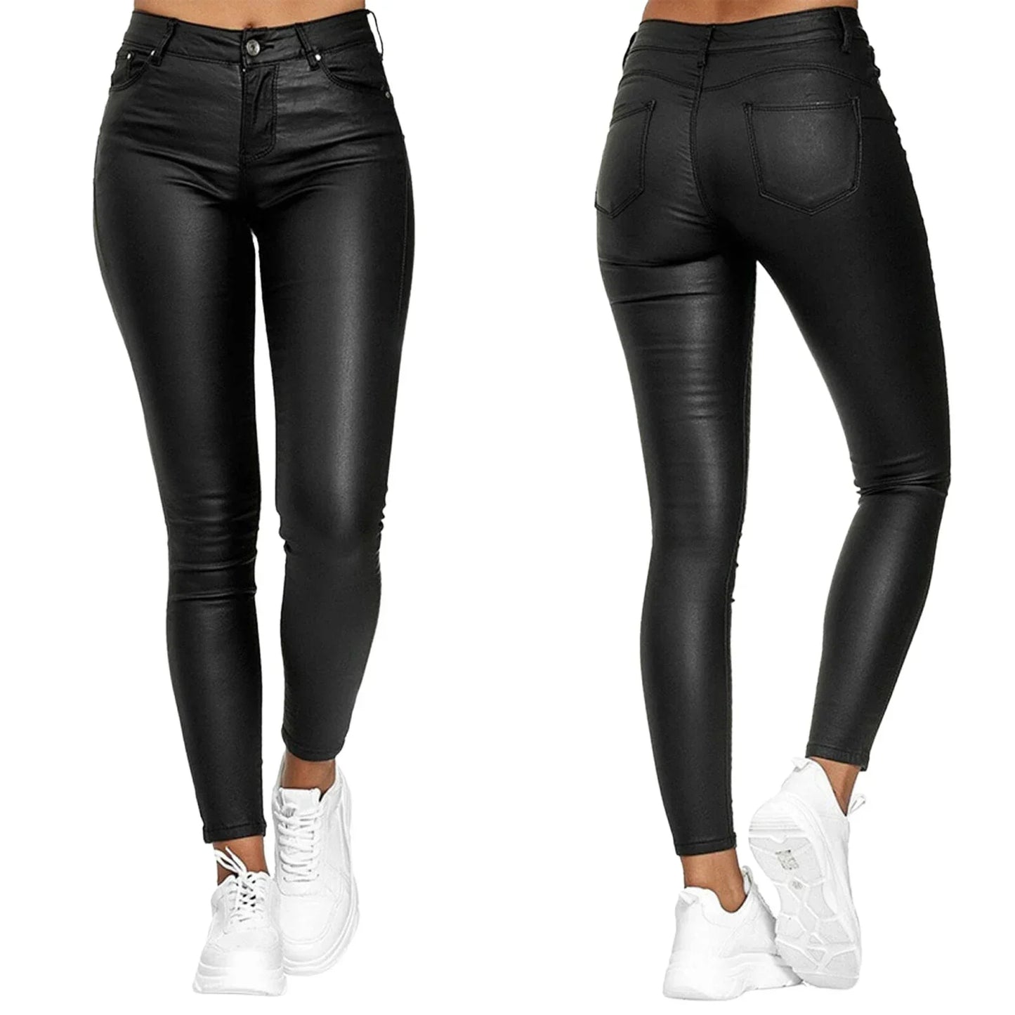 Pantalones de Piel Sintética High-Waist: Efecto Moldeador y Ajuste Perfecto