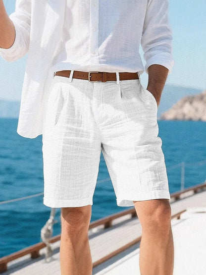 2026 Shorts de Lino y Algodón para Hombre | Bermudas Verano Transpirables Casual Color Sólido