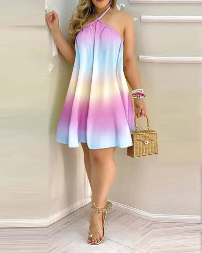 Vestido Tropical Breeze: Mini Vestido Halter con Estampado Tropical