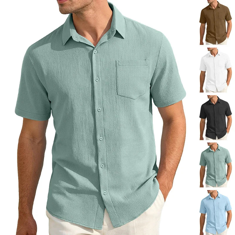 Camisa Casual de Verano para Hombre con Bolsillo | Manga Corta, Ligera y Elegante para Uso Diario