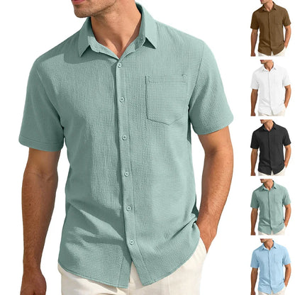 Camisa Casual de Verano para Hombre con Bolsillo | Manga Corta, Ligera y Elegante para Uso Diario