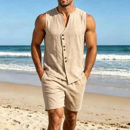 VALERA – Conjunto Sin Mangas de Lino para Hombre