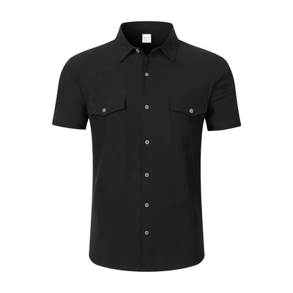 Camisa de Lino Premium para Hombre – Manga Corta, Corte Holgado y Estilo Casual Elegante