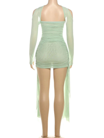 Conjunto Midnight Muse: Vestido Mini con Chal Elegante