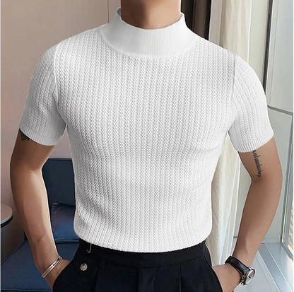 Camiseta de Punto con Textura Ondulada y Cuello Medio - Casa Valera