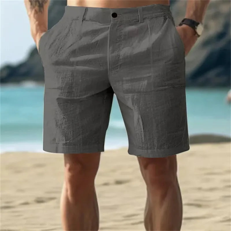 2026 Shorts de Lino y Algodón para Hombre | Bermudas Verano Transpirables Casual Color Sólido