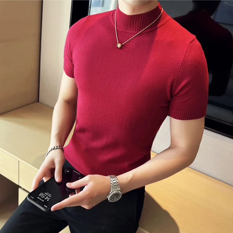 Suéter de Manga Corta y Cuello Medio: Estilo Minimalista - Casa Valera
