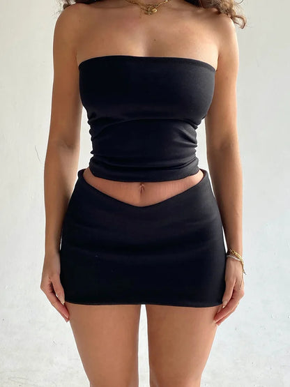 Conjunto "Summer Muse": Top Strapless y Minifalda Entallada