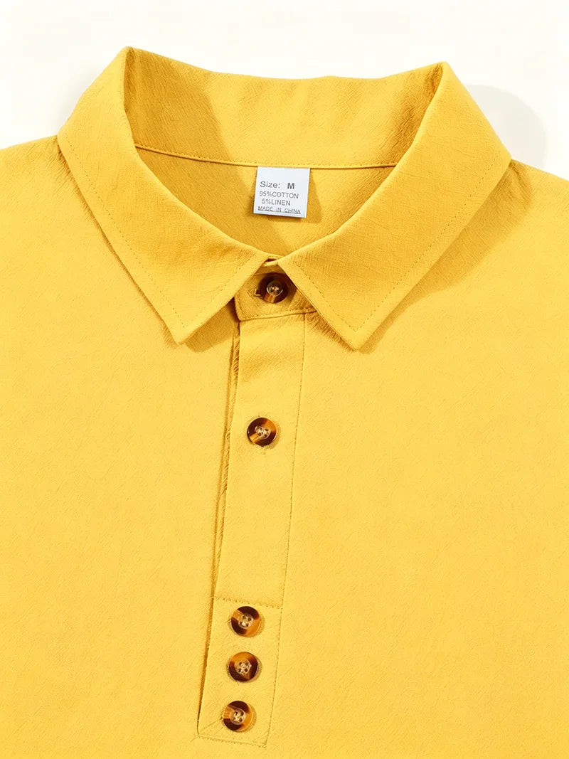 Polo Premium Hombre Algodón y Lino | Camisa Polo Transpirable de Verano | Corte Casual Elegante