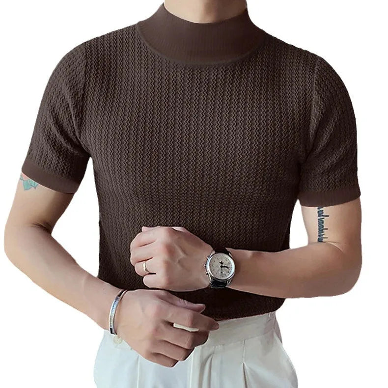 Camiseta de Punto con Textura Ondulada y Cuello Medio - Casa Valera