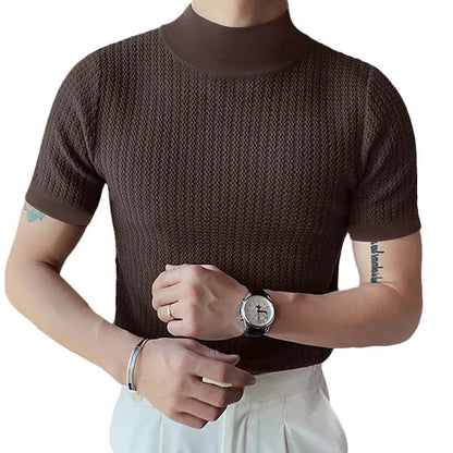 Camiseta de Punto con Textura Ondulada y Cuello Medio - Casa Valera