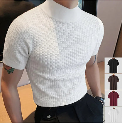 Camiseta de Punto con Textura Ondulada y Cuello Medio - Casa Valera