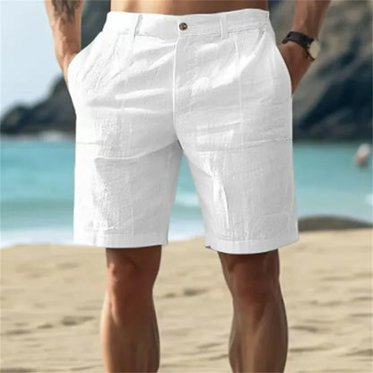 2026 Shorts de Lino y Algodón para Hombre | Bermudas Verano Transpirables Casual Color Sólido