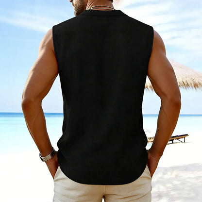 Camisa Sin Mangas de Algodón y Lino para Hombre | Ligera, Fresca y Casual para Verano