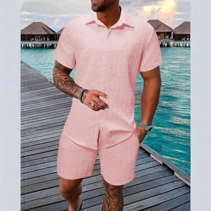 Conjunto Resort Jacquard: Camisa de Solapa y Shorts