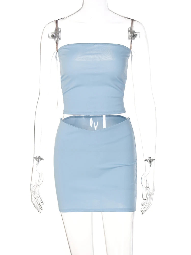 Conjunto "Summer Muse": Top Strapless y Minifalda Entallada