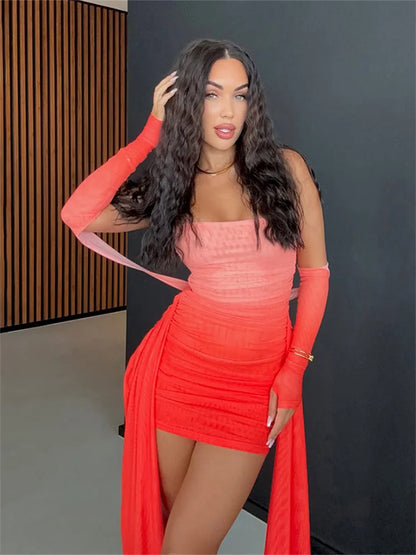 Conjunto Midnight Muse: Vestido Mini con Chal Elegante