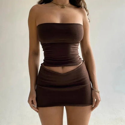 Conjunto "Summer Muse": Top Strapless y Minifalda Entallada