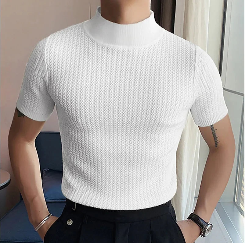 Camiseta de Punto con Textura Ondulada y Cuello Medio - Casa Valera