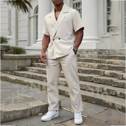 Conjunto de Lino Urbano: Blazer de Solapa y Pantalón