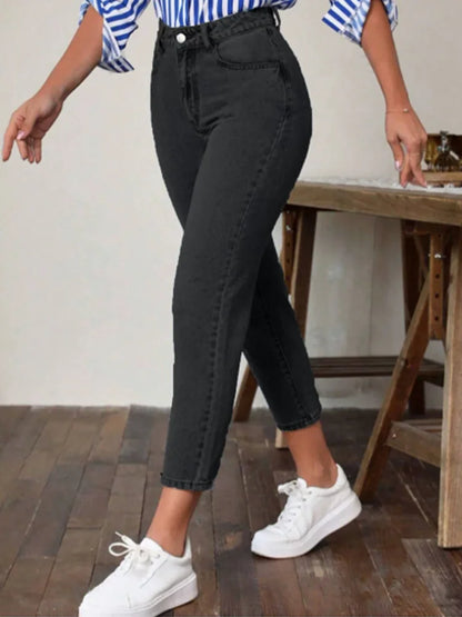 Jeans Capri de Mezclilla Fina – Tiro Alto con Ajuste Slim y Elasticidad Superior