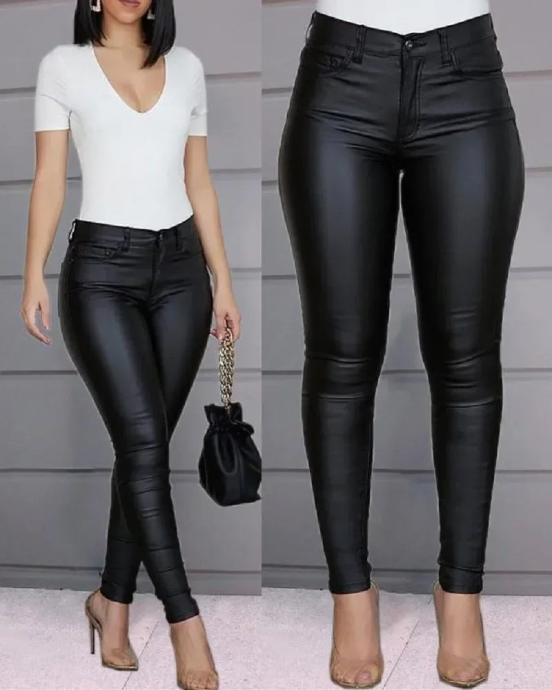Pantalones de Piel Sintética High-Waist: Efecto Moldeador y Ajuste Perfecto