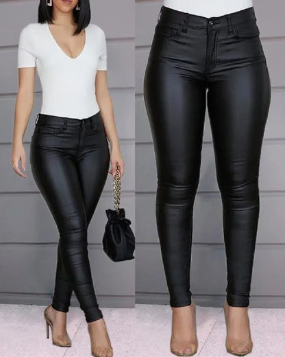 Pantalones de Piel Sintética High-Waist: Efecto Moldeador y Ajuste Perfecto