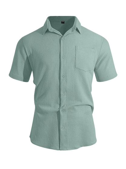 Camisa Casual de Verano para Hombre con Bolsillo | Manga Corta, Ligera y Elegante para Uso Diario