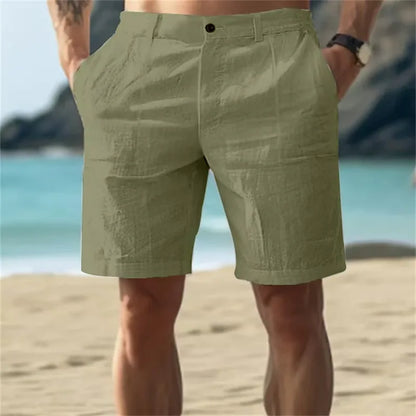 2026 Shorts de Lino y Algodón para Hombre | Bermudas Verano Transpirables Casual Color Sólido