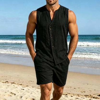 VALERA – Conjunto Sin Mangas de Lino para Hombre