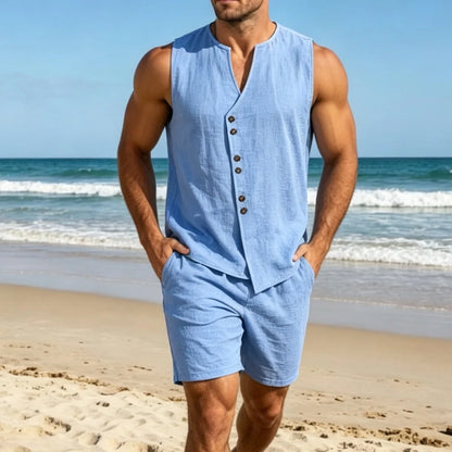 VALERA – Conjunto Sin Mangas de Lino para Hombre