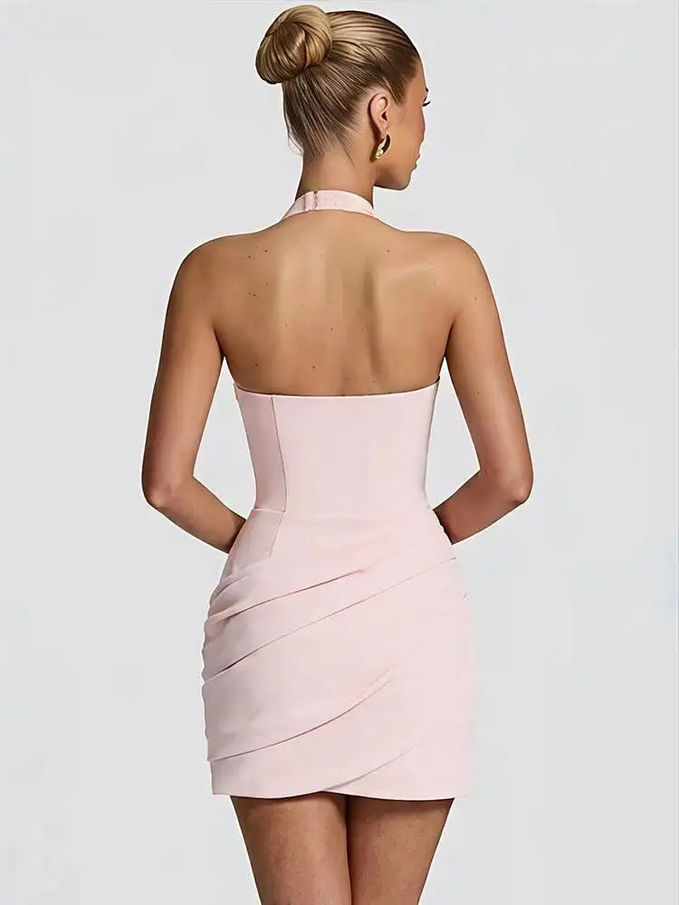 Vestido Midnight Muse: Diseño Halter con Espalda Descubierta