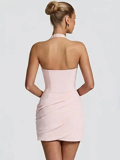 Vestido Midnight Muse: Diseño Halter con Espalda Descubierta