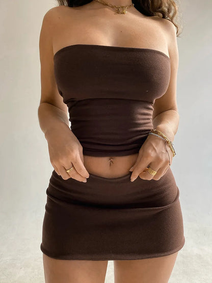 Conjunto "Summer Muse": Top Strapless y Minifalda Entallada