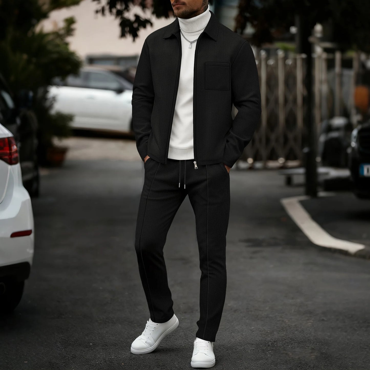 Set Premium Waffle: Pullover con Cremallera y Pantalón - Casa Valera