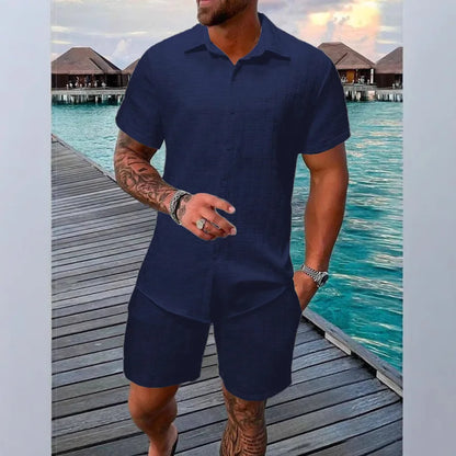 Conjunto Resort Jacquard: Camisa de Solapa y Shorts
